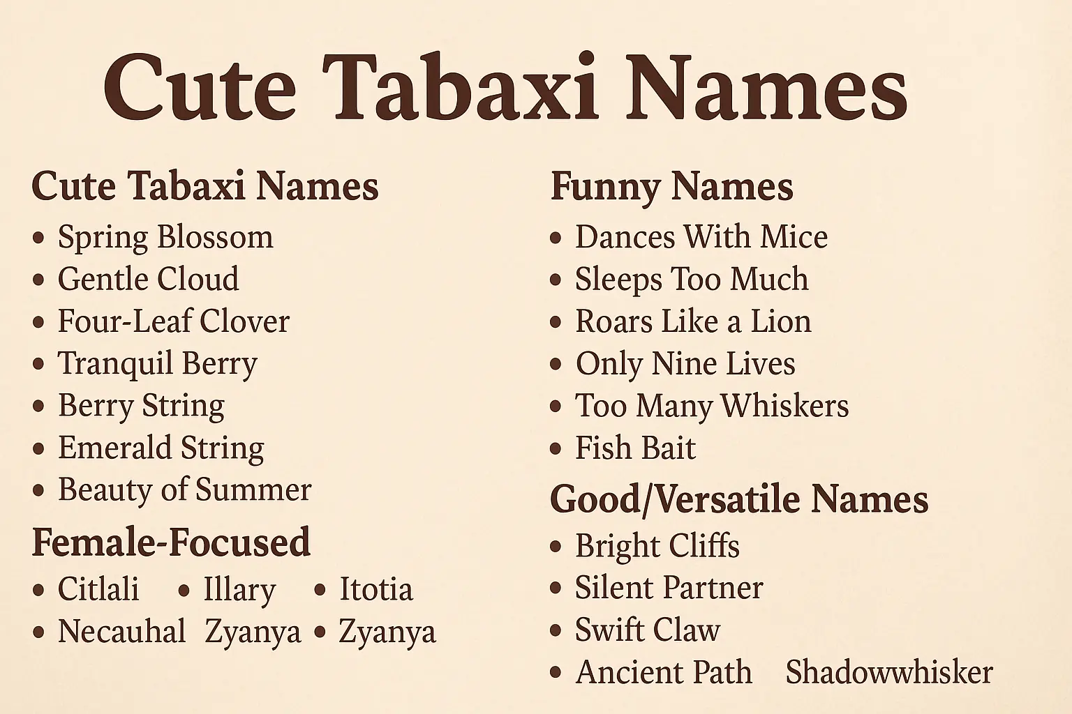 Tabaxi Names